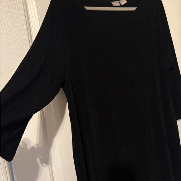 Chicos Black Travelers asymmetric hem dress with bonus necklace.  Size 3 - Picture 4 of 8